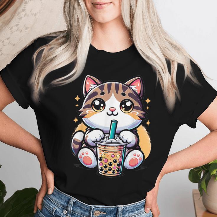 Boba Cat Drinking Boba Kitten Kawaii 日本人 男性 女性 キッズ レディースTシャツ 彼女への贈り物