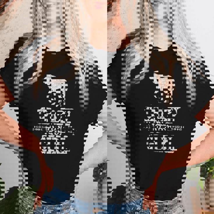 Crazy Horse Girl 、ストレスを感じたエクエストリアン愛好家へのギフト レディースTシャツ 彼女への贈り物