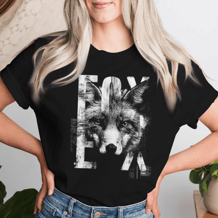 Fox グラフィックアート 動物愛好家 野生動物 森 男性 女性 レディースTシャツ 彼女への贈り物