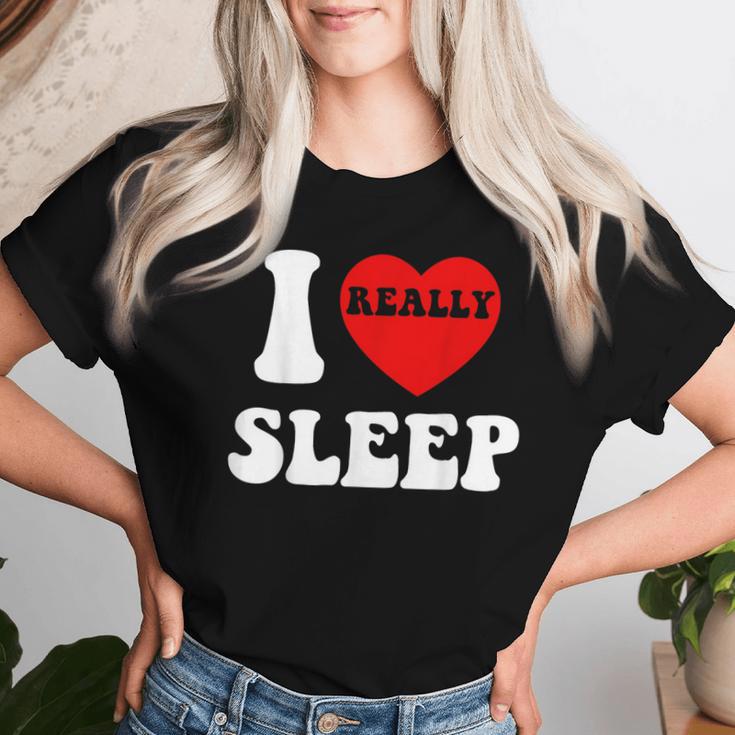 I Loveleep Heart Naps Lazy Relaxing For Men レディースTシャツ 彼女への贈り物