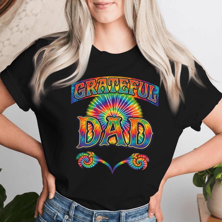 Grateful Dad Tie Dye Retro Hippie Rainbow Festa Del Papà Maglietta da donna Regalos para ella