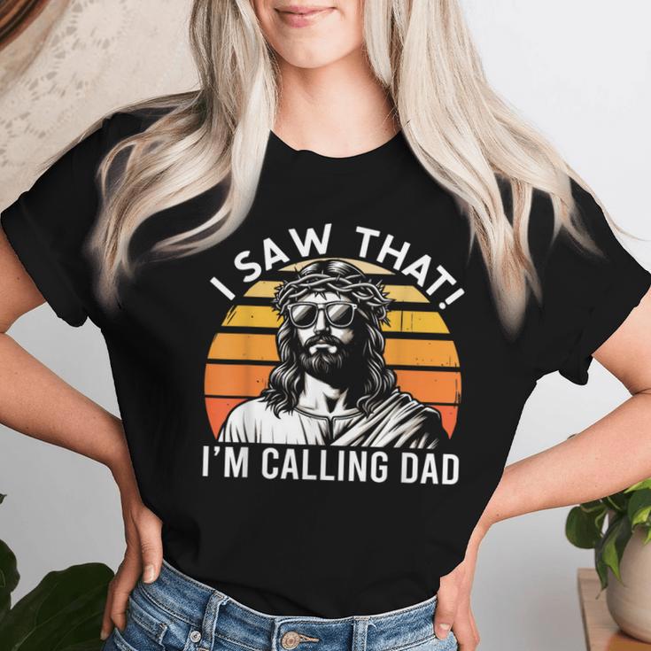Hoisto Cheto Chiamando Papà Jesus Meme Christian Maglietta da donna Regalos para ella