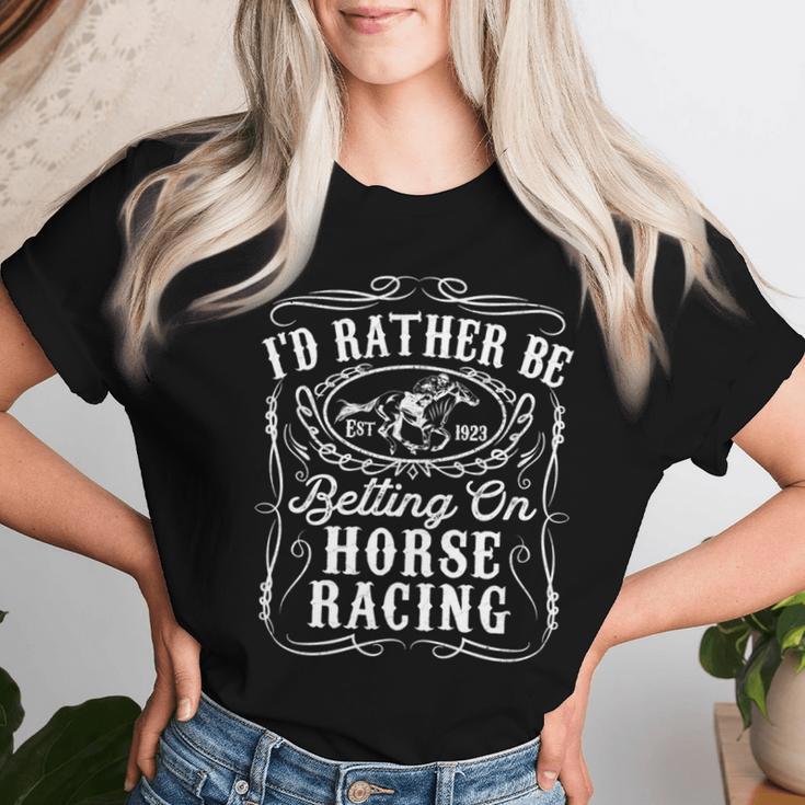 Id Rather Be Betting On Horse Racing 面白い 馬 ダービー ギフト 長袖tシャツ レディースTシャツ 彼女への贈り物