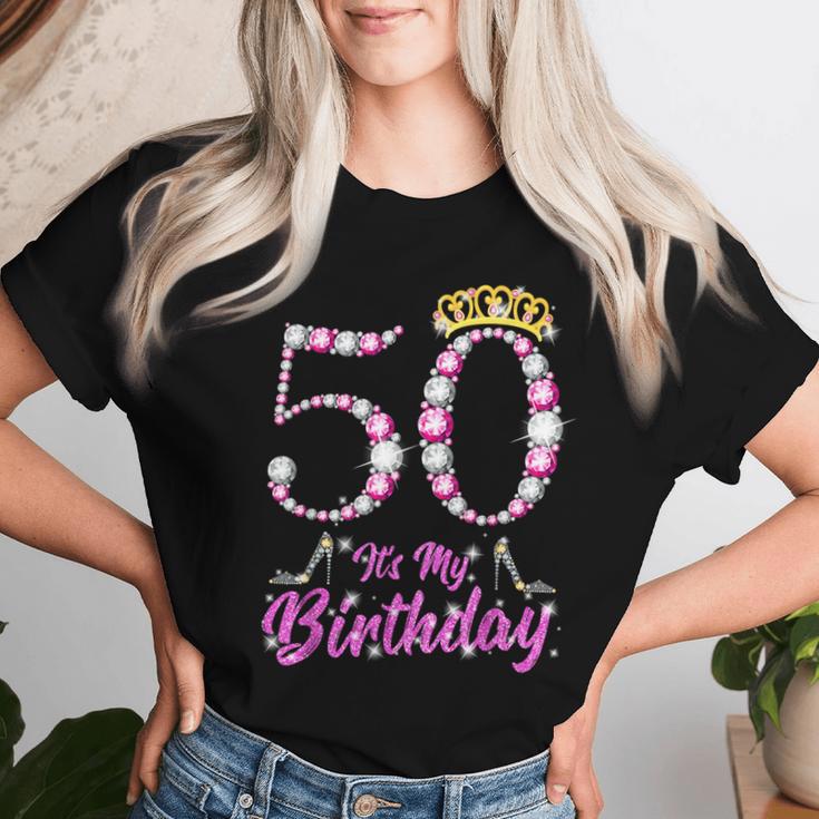 It's My 50Th Birthday Queen Tiarahoes 50歳 Old Bday ギフト レディースTシャツ 彼女への贈り物