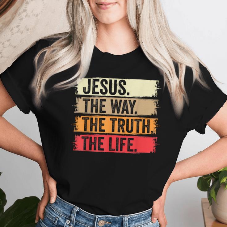 Jesus The Way The Truth Life Erse Christian Worship レディースTシャツ 彼女への贈り物
