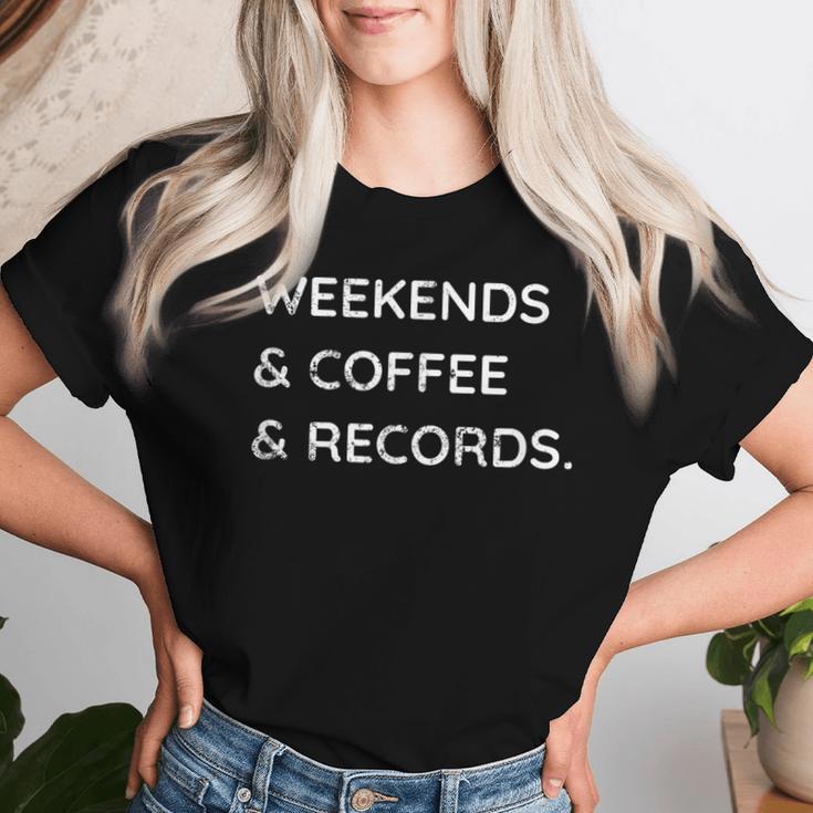 Weekends Coffee Records ビニールレコードコレクター好き レディースTシャツ 彼女への贈り物