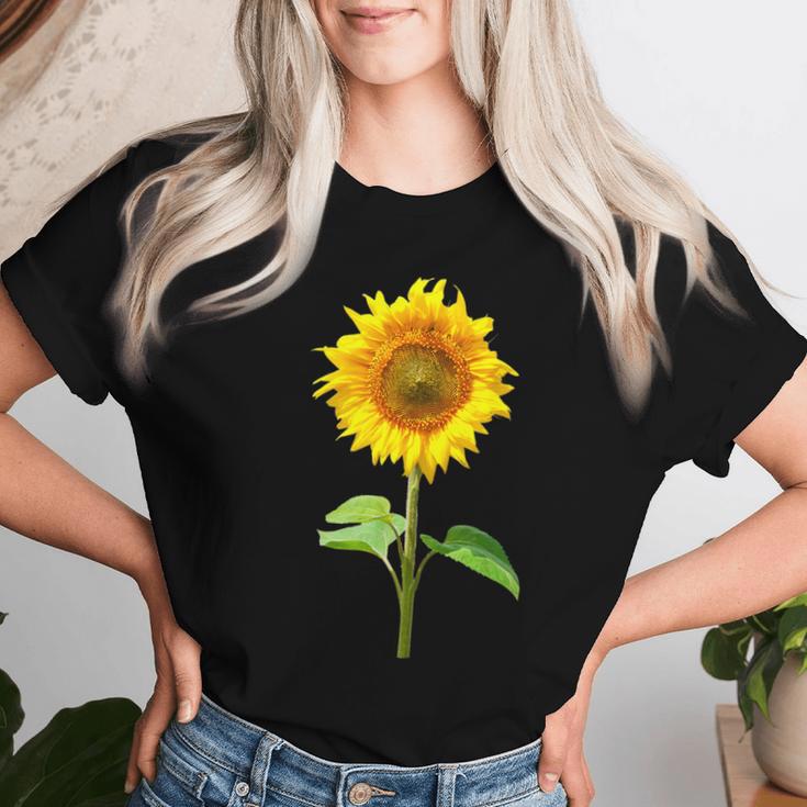 ヒマワリ 夏 花 庭 自然 レディースTシャツ 彼女への贈り物