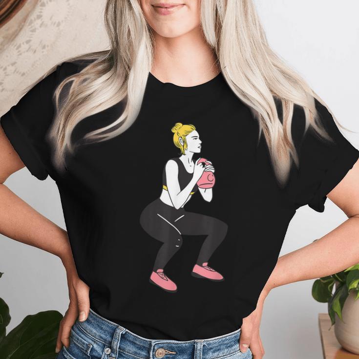 ボディービルダー 脚の日 女の子 ケトルベル フィットネス ボディービル レディースTシャツ 彼女への贈り物