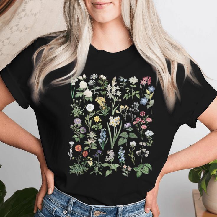 ヴィンテージ 花 ボタニカル イラスト チャート 植物 レディースTシャツ 彼女への贈り物