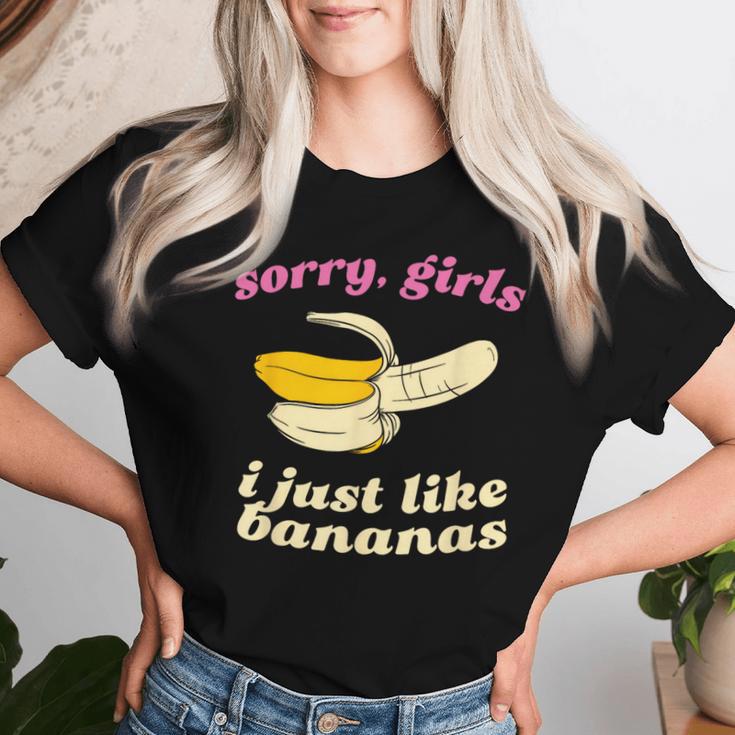 残念な女の子私はバナナが好き ゲイデート レディースTシャツ 彼女への贈り物