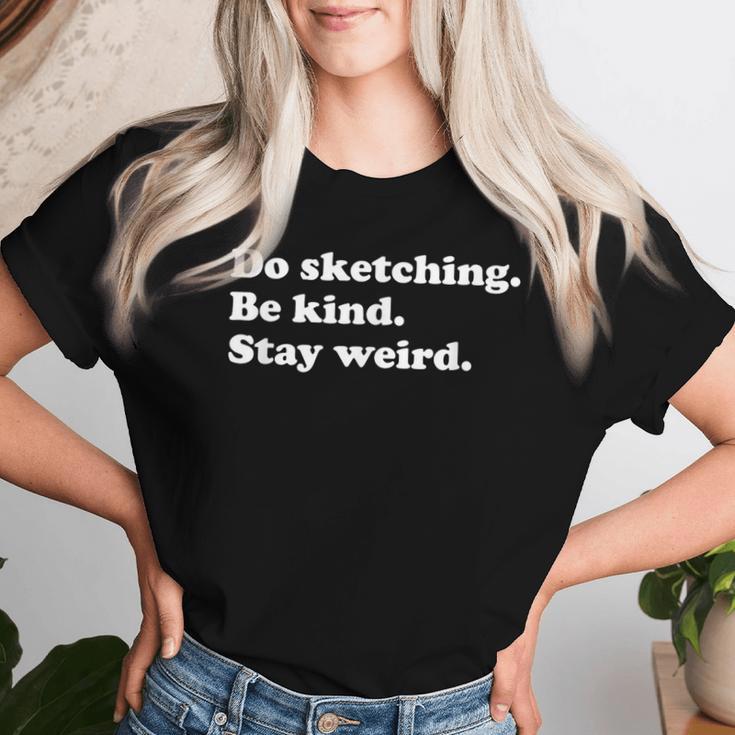 男性、女性、男の子、女の子、おもしろいスケッチやスケッチアーティスト。 レディースTシャツ 彼女への贈り物