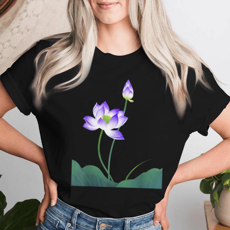 蓮の花シャツ 美しい紫蓮の花 レディースTシャツ 彼女への贈り物