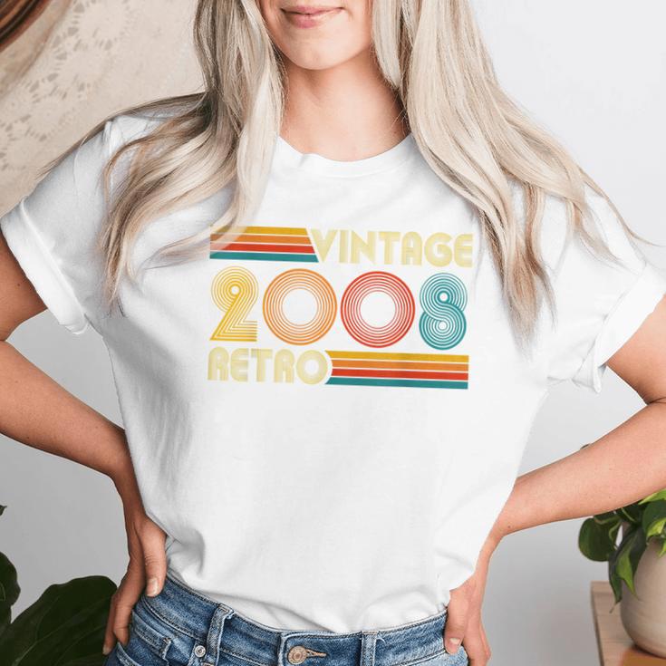 18歳の誕生日プレゼント 18歳 男性 女性 レトロ ヴィンテージ 2008 レディースTシャツ 彼女への贈り物