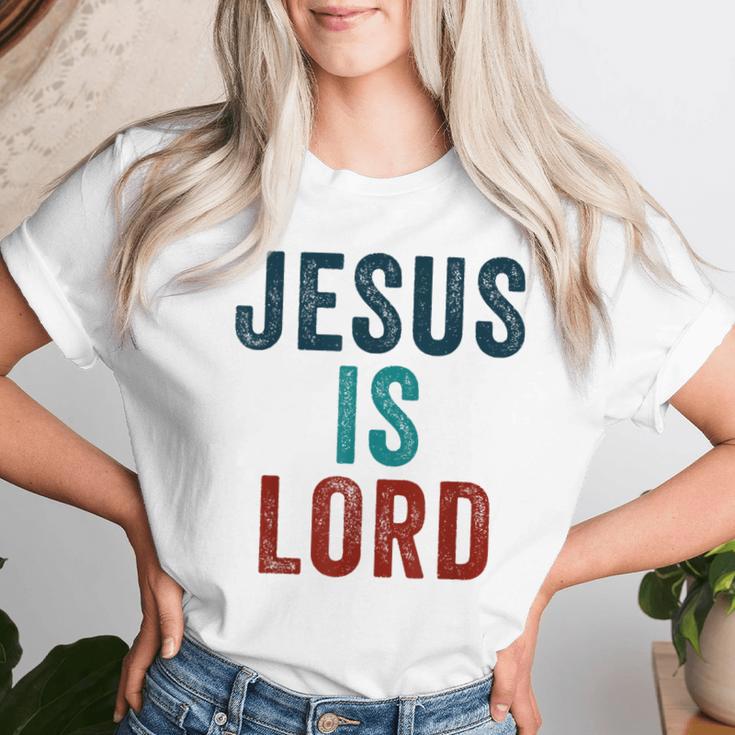 Jesus Is Lord – Christian Faithintage Born-Again Graphic レディースTシャツ 彼女への贈り物
