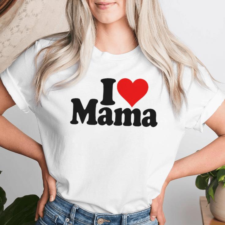 I Love Heart Mama Mother's Day Mommy Mother。 レディースTシャツ 彼女への贈り物