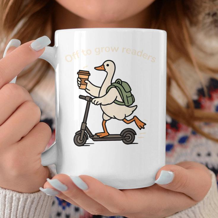 Off To Grow Reader Silly Goose School Librarian Book Lover Coffee Mug White
