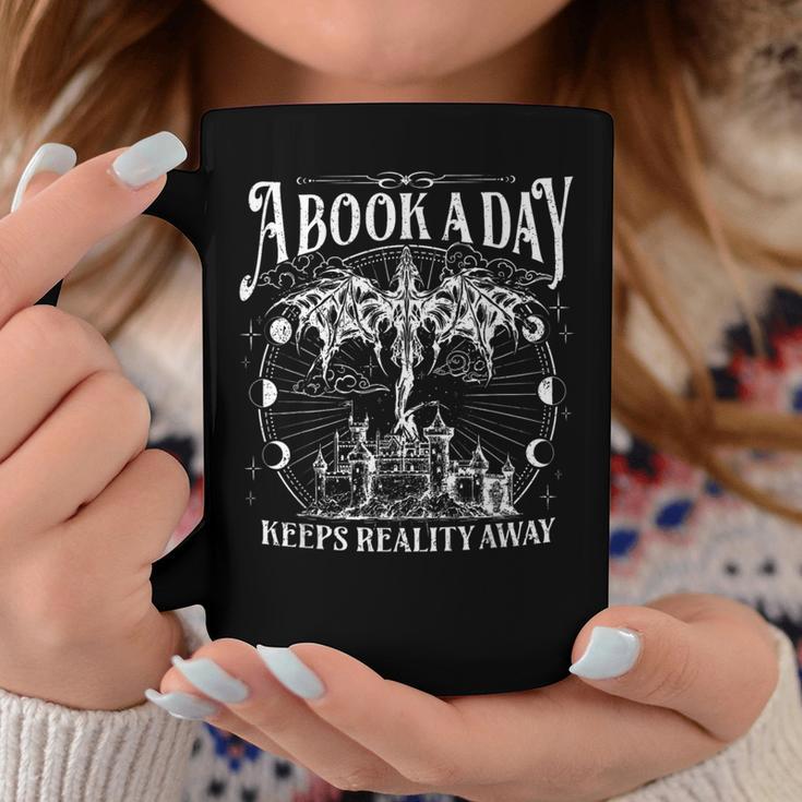A Book A Day Dragon Bookish Book Club Fantasy Book Lover Coffee Mug Black