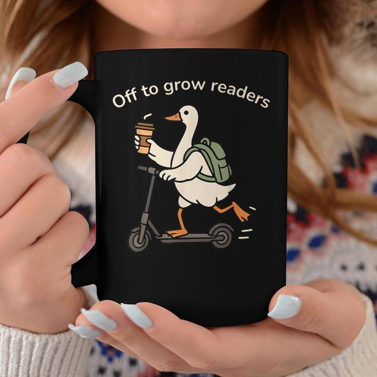 Off To Grow Reader Silly Goose School Librarian Book Lover Coffee Mug Black