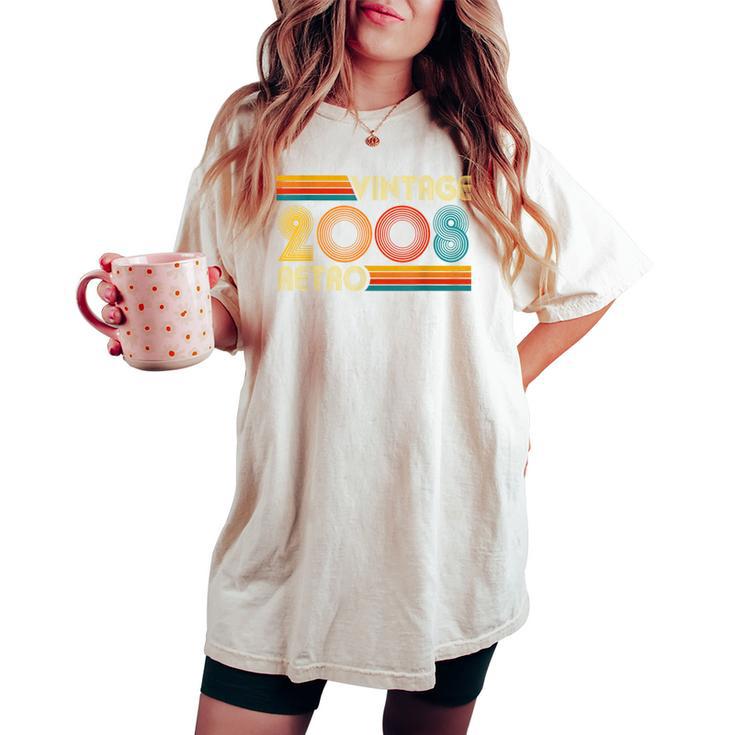 18歳の誕生日プレゼント 18歳 男性 女性 レトロ ヴィンテージ 2008 レディースオーバーサイズコンフォートTシャツ 18歳の誕生日プレゼント 18歳 男性 女性 レトロ ヴィンテージ 2008 レディースオーバーサイズコンフォートTシャツ
