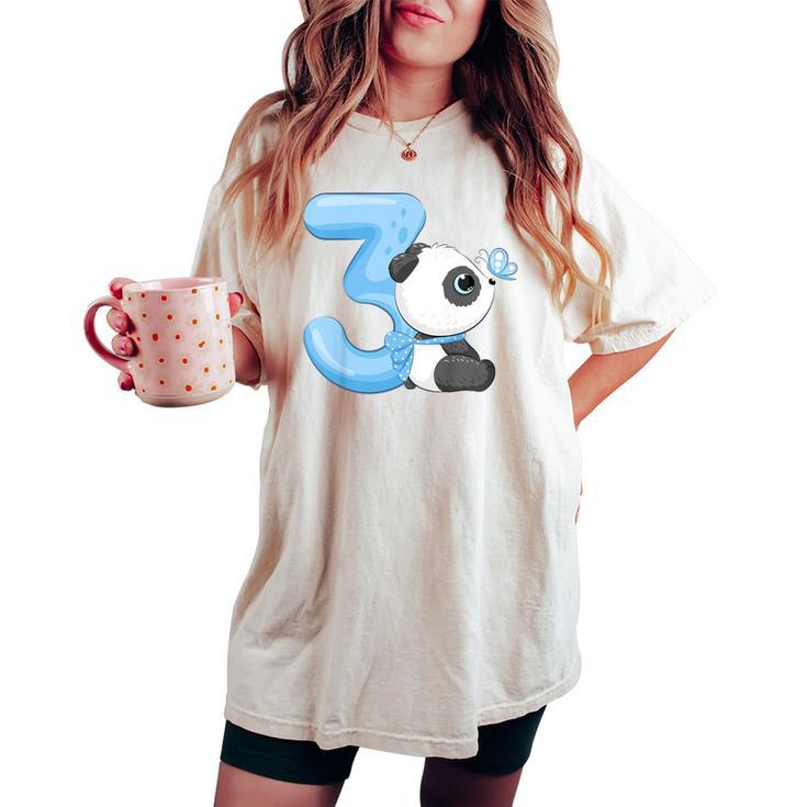 キッズ 女の子 男の子 キッズ 3 歳の誕生日 パンダ バースデー レディースオーバーサイズコンフォートTシャツ