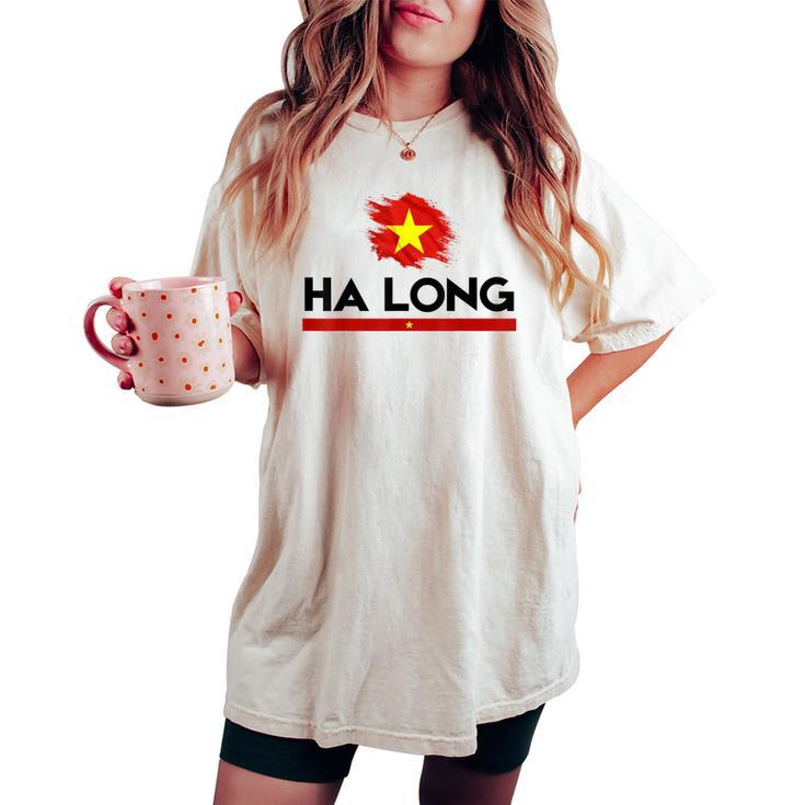 ハロン市 女性 男性 旅行 町 お父さん ベトナムタウン レディースオーバーサイズコンフォートTシャツ
