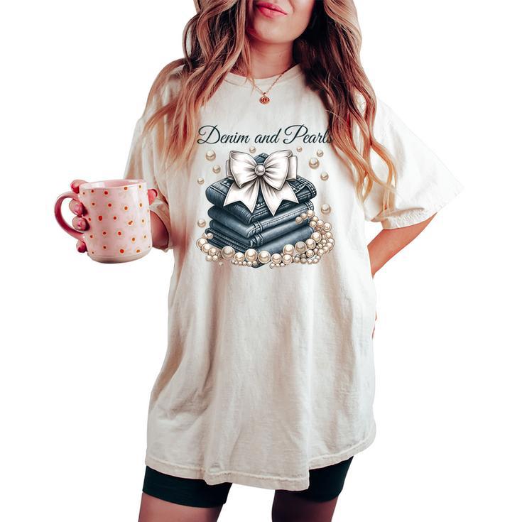 Denim And Pearls For Mom Women's Oversized Comfort T-shirt