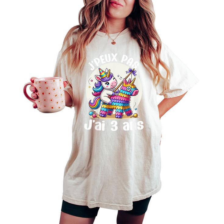 Enfant Je Peux Pas J'ai 3 Ans Anniversaire Licorne Fille Pinata T-shirt oversize confortable pour femme