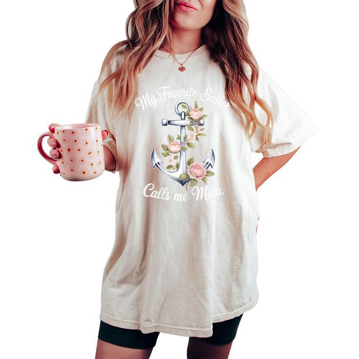 Floral Favorite Proud Sailor Mom Wife Us Mom's Mother Day Women's Oversized Comfort T-shirt