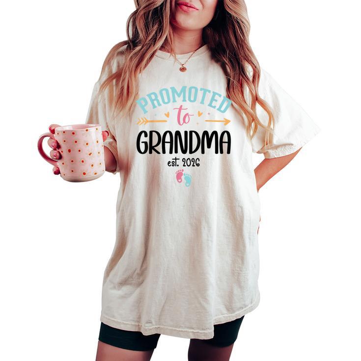 Promoted To Grandma Est 2026 Nana First Time Grandmother '26 レディースオーバーサイズコンフォートTシャツ
