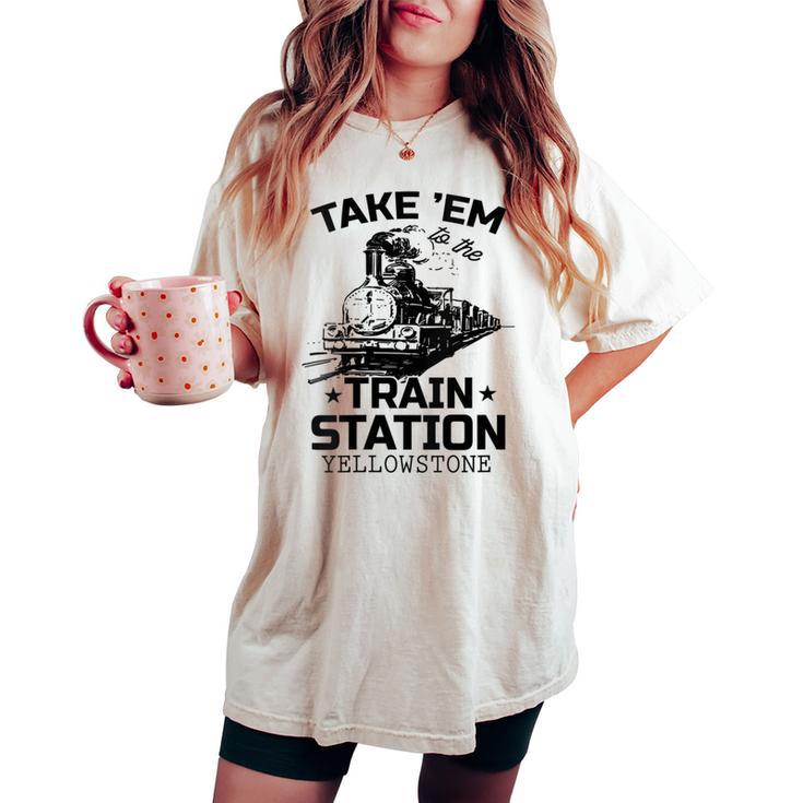 Yellowstone Llevar Em A La Estación De Tren Divertido Cuello Camiseta extragrande cómoda para mujer