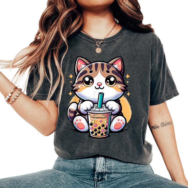 Boba Cat Drinking Boba Kitten Kawaii 日本人 男性 女性 キッズ レディースオーバーサイズコンフォートTシャツ