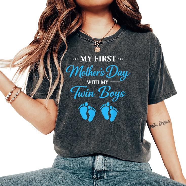 My First Twin Boys Mom Women's Oversized Comfort T-Shirt