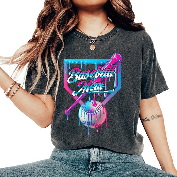 Mom Mama Baseball Ice Cream Drip Birthday Women's Oversized Comfort T-Shirt