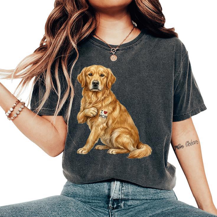Golden Retriever I Love Mom Dog Mom Women's Oversized Comfort T-Shirt