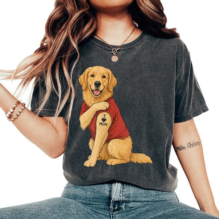 Golden Retriever I Love Mom Mother's Day Dog Lover Women's Oversized Comfort T-Shirt