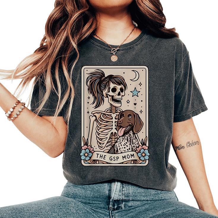 Gsp Mom German Shorthaired Pointer Mom Tarot Card Skeleton Women's Oversized Comfort T-Shirt