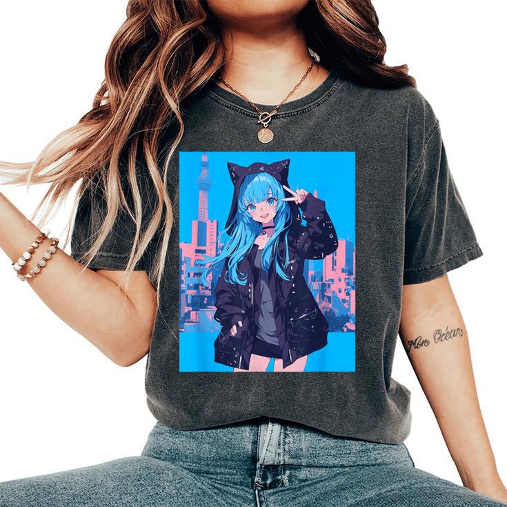 Japanese Anime Girl 日本のアニメの女の子 レディースオーバーサイズコンフォートTシャツ