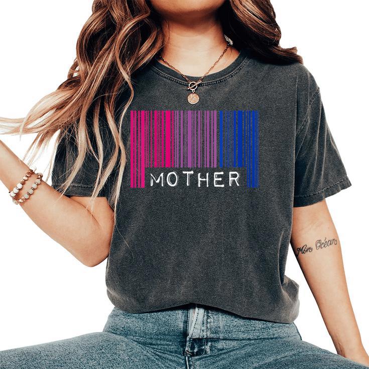 Madre Bisexual Orgullo Bandera Código De Barras Lgbtq Día De La Madre Mamá Cuello Camiseta extragrande cómoda para mujer