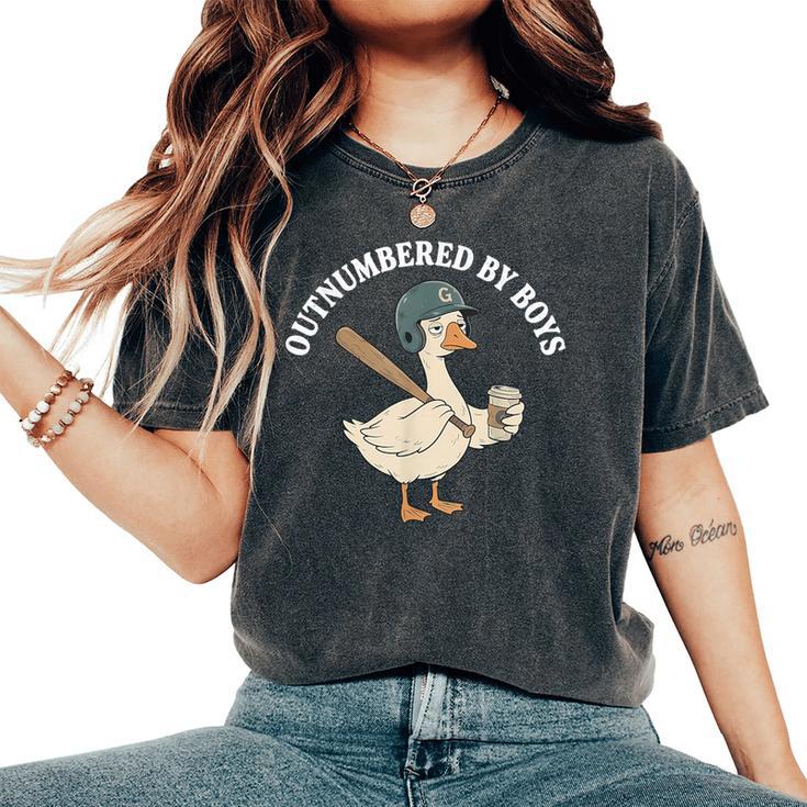 Outnumbered By Boys Baseball Mom Goose Women's Oversized Comfort T-Shirt