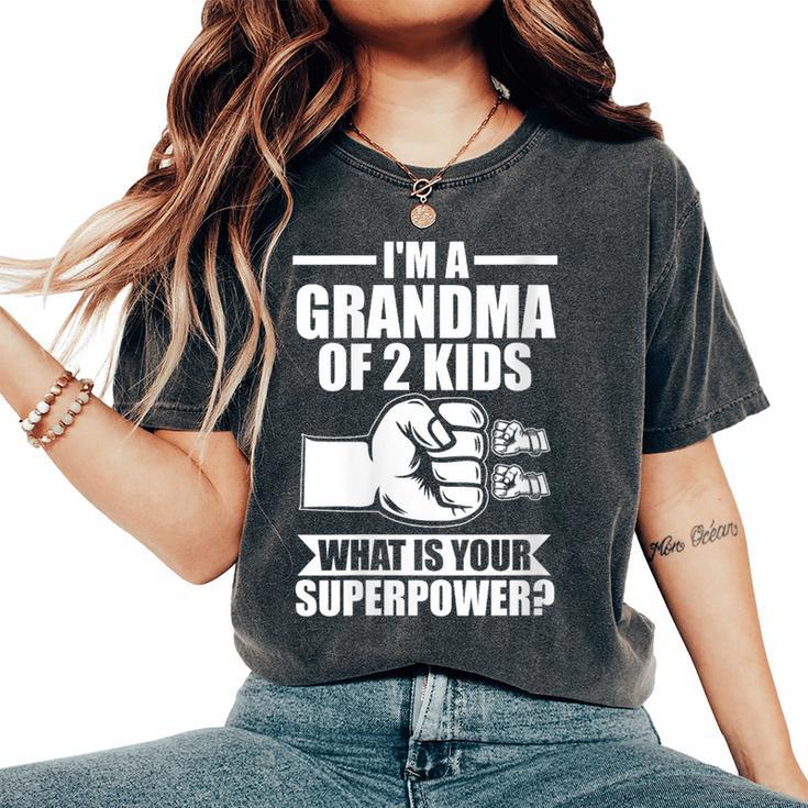 Oy Abuela De 2 Niños Abuela Cuello Camiseta extragrande cómoda para mujer
