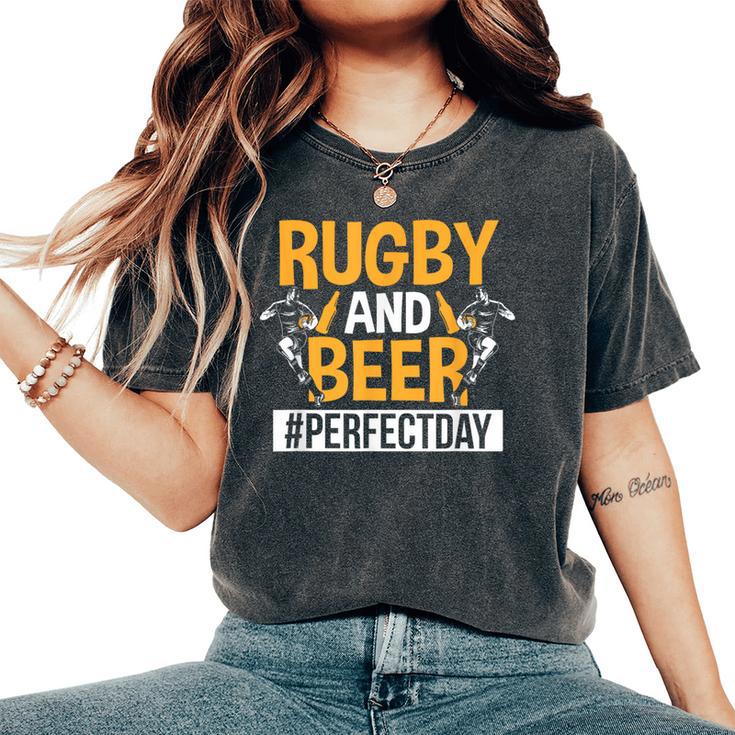 Rugby And Beer Festa Perfetta Per Rugby Rugby Papà T-shirt comoda oversize da donna