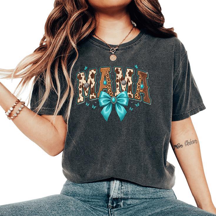 Western Mama Cow Print Leopard Mom Idea Women's Oversized Comfort T-Shirt