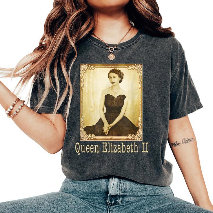 エリザベスii ヴィンテージ レトロ 神ave The Queen Uk Monarch レディースオーバーサイズコンフォートTシャツ