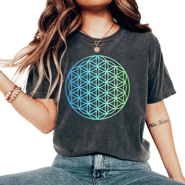 Flower Of Life 宇宙のポジティブなエネルギー フラワーオブライフ 長袖tシャツ レディースオーバーサイズコンフォートTシャツ
