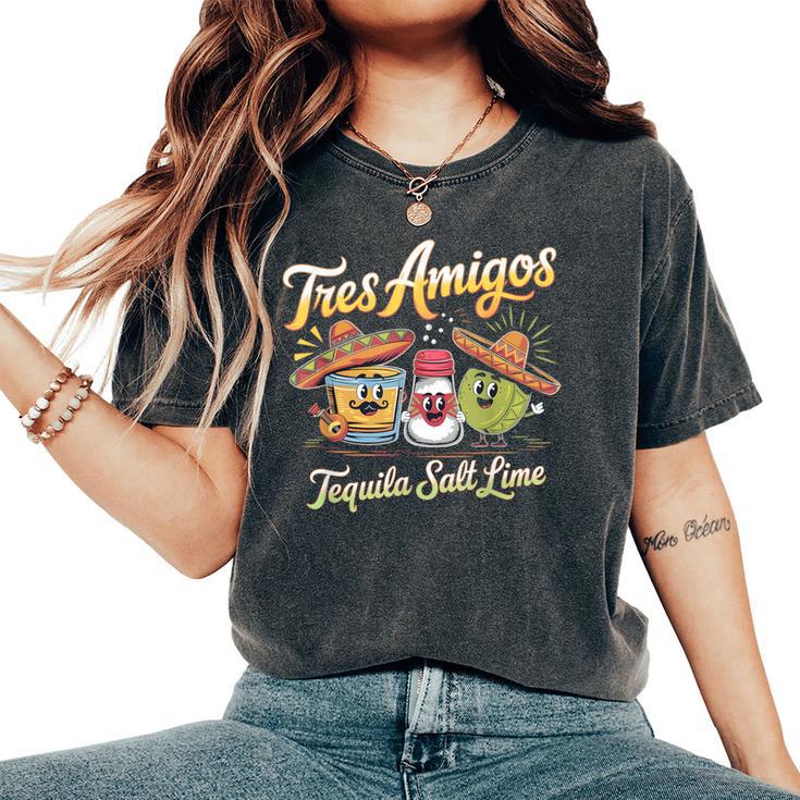 Drinking 3 Tres Amigos Tequila ソルト ライム シンコ・デ・マヨ レディースオーバーサイズコンフォートTシャツ Drinking 3 Tres Amigos Tequila ソルト ライム シンコ・デ・マヨ レディースオーバーサイズコンフォートTシャツ