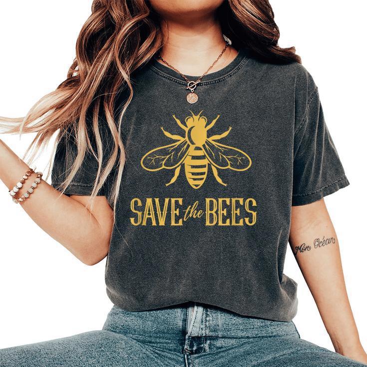 Save The Bees 花、じんましん、アースデイ、環境、平和 レディースオーバーサイズコンフォートTシャツ