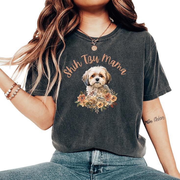 シーズーママ、シーズーママ、犬のお母さん、母の日、シーズー。 レディースオーバーサイズコンフォートTシャツ