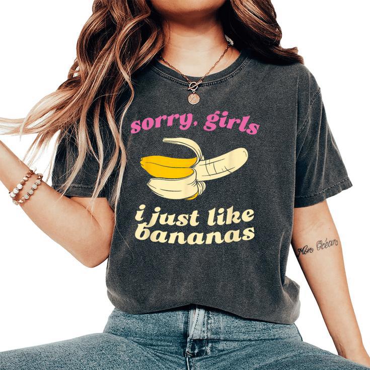 残念な女の子私はバナナが好き ゲイデート レディースオーバーサイズコンフォートTシャツ 残念な女の子私はバナナが好き ゲイデート レディースオーバーサイズコンフォートTシャツ