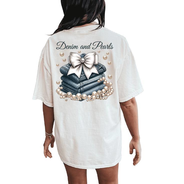 Denim And Pearls For Mom Women's Oversized Comfort T-Shirt Back Print