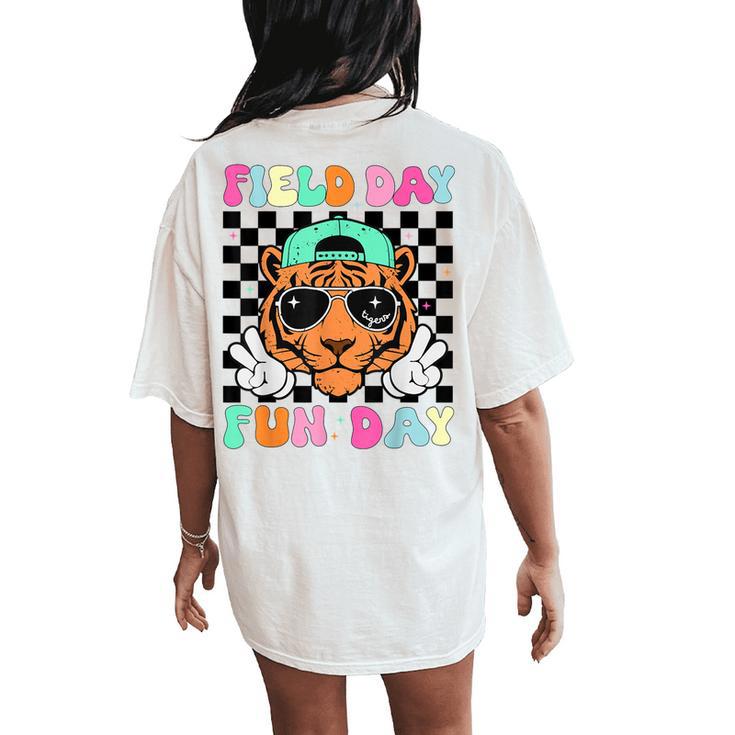Field Day Fun Day Tigers School Teacher Kids Mom Women's Oversized Comfort T-Shirt Back Print